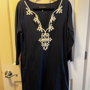 Lilly Pulitzer Navy Dress with White Embroidery